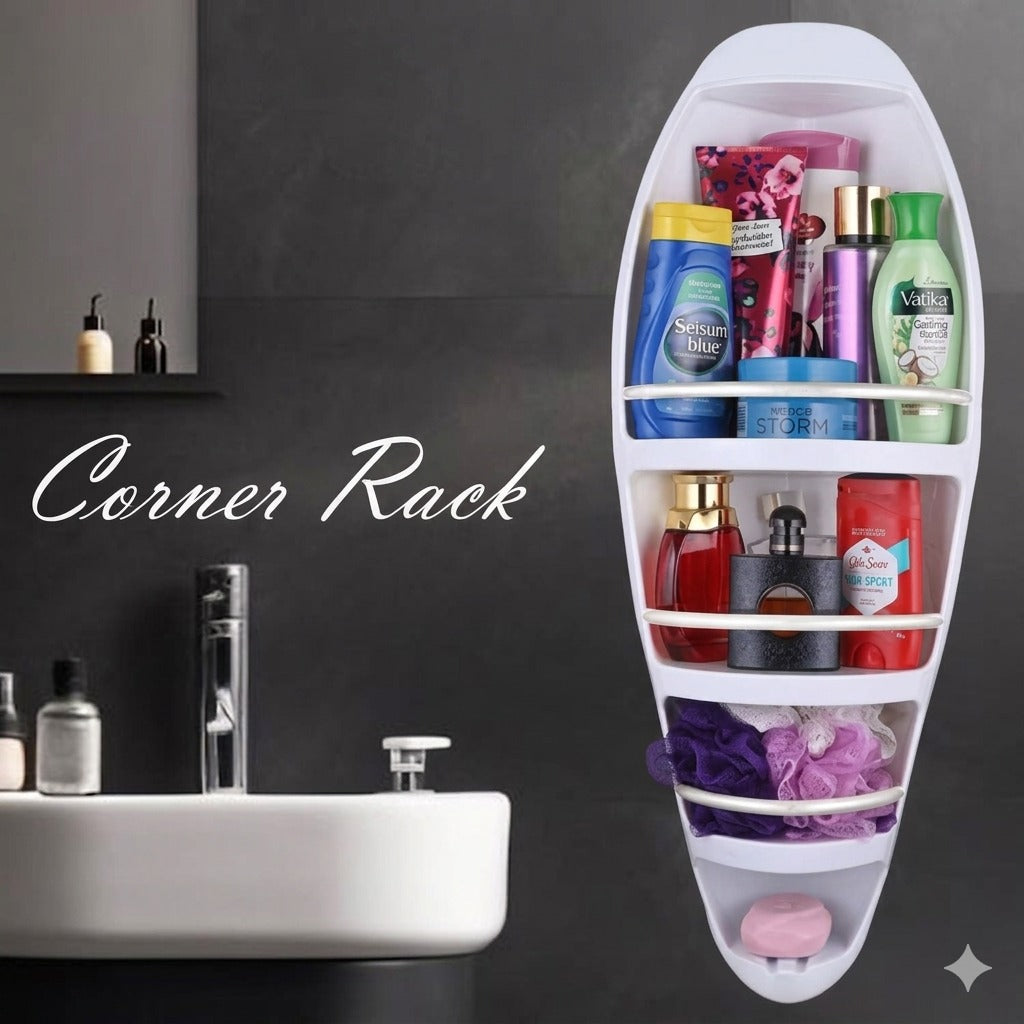 Zenith Wave Corner Bath Shelf – Modern Space-Saving 4-Level Vanity Rack image 3