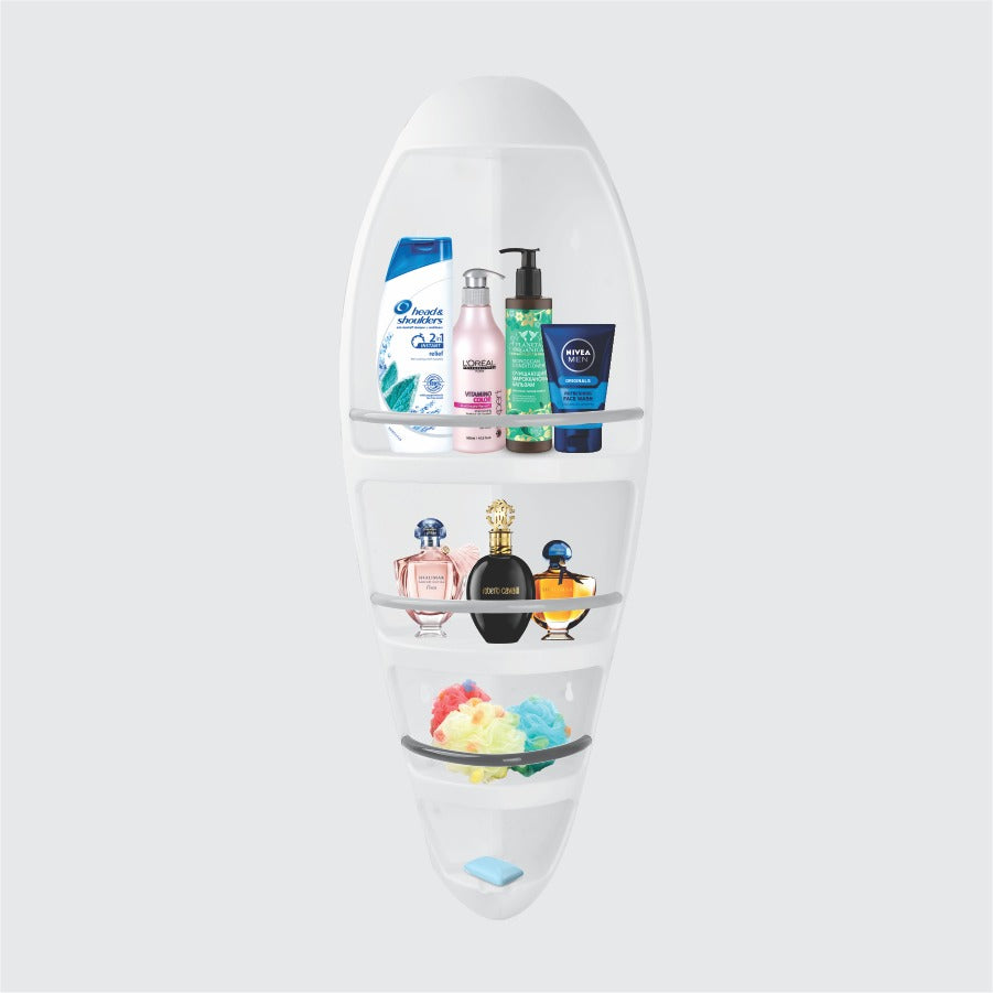 Zenith Wave Corner Bath Shelf – Modern Space-Saving 4-Level Vanity Rack image 2