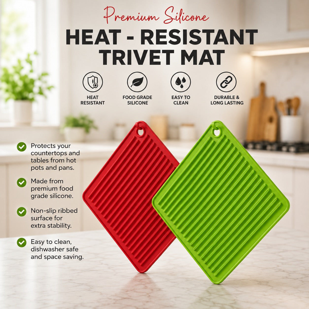 Premium Silicone Heat-Resistant Trivet Mat – Non-Slip Kitchen Counter Protector main image