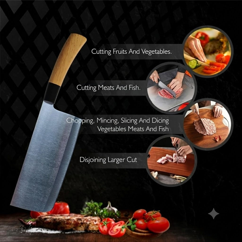 Professional Vegetable Chopper Knife – Stainless Steel Blade with Ergonomic Wood Handle image 2
