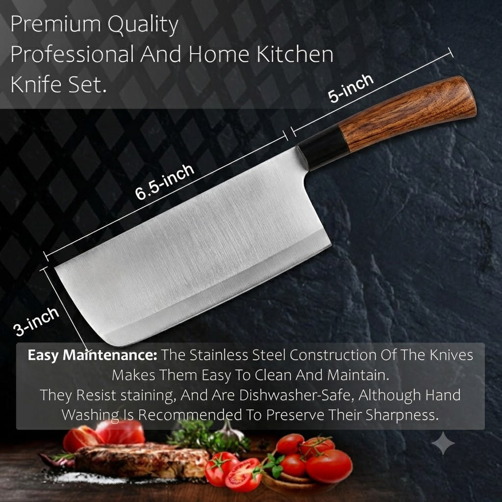 Professional Vegetable Chopper Knife – Stainless Steel Blade with Ergonomic Wood Handle image 4