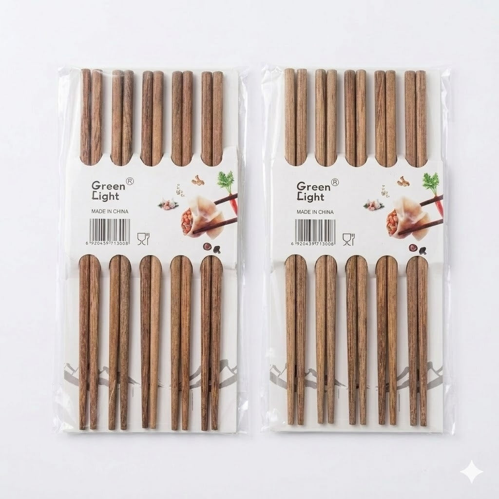 Premium Reusable Wooden Chopsticks 10 Pcs – Natural Eco-Friendly Dining Set image 3
