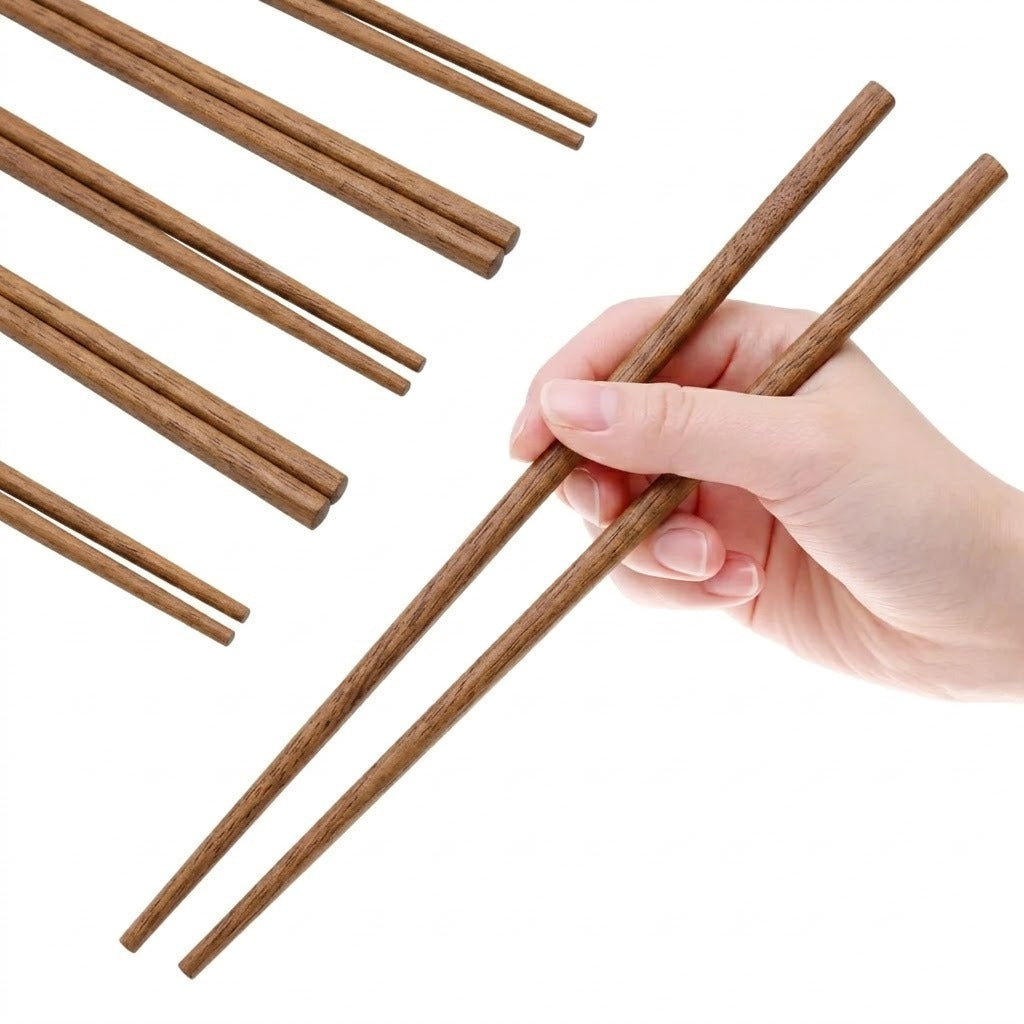 Premium Reusable Wooden Chopsticks 10 Pcs – Natural Eco-Friendly Dining Set main image