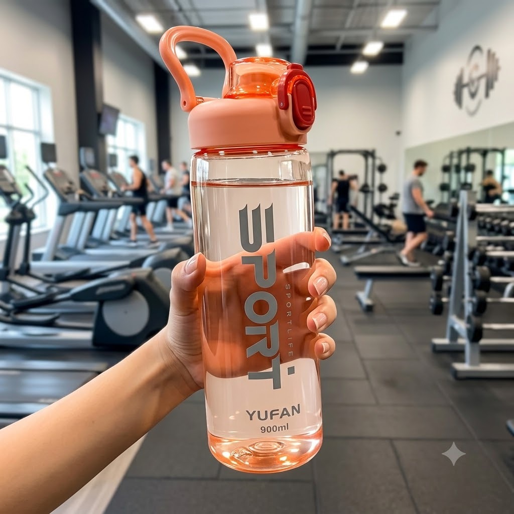 YUFAN 900ml Sports Water Bottle – Leak-Proof Gym Water Bottle with Carrying Handle image 2