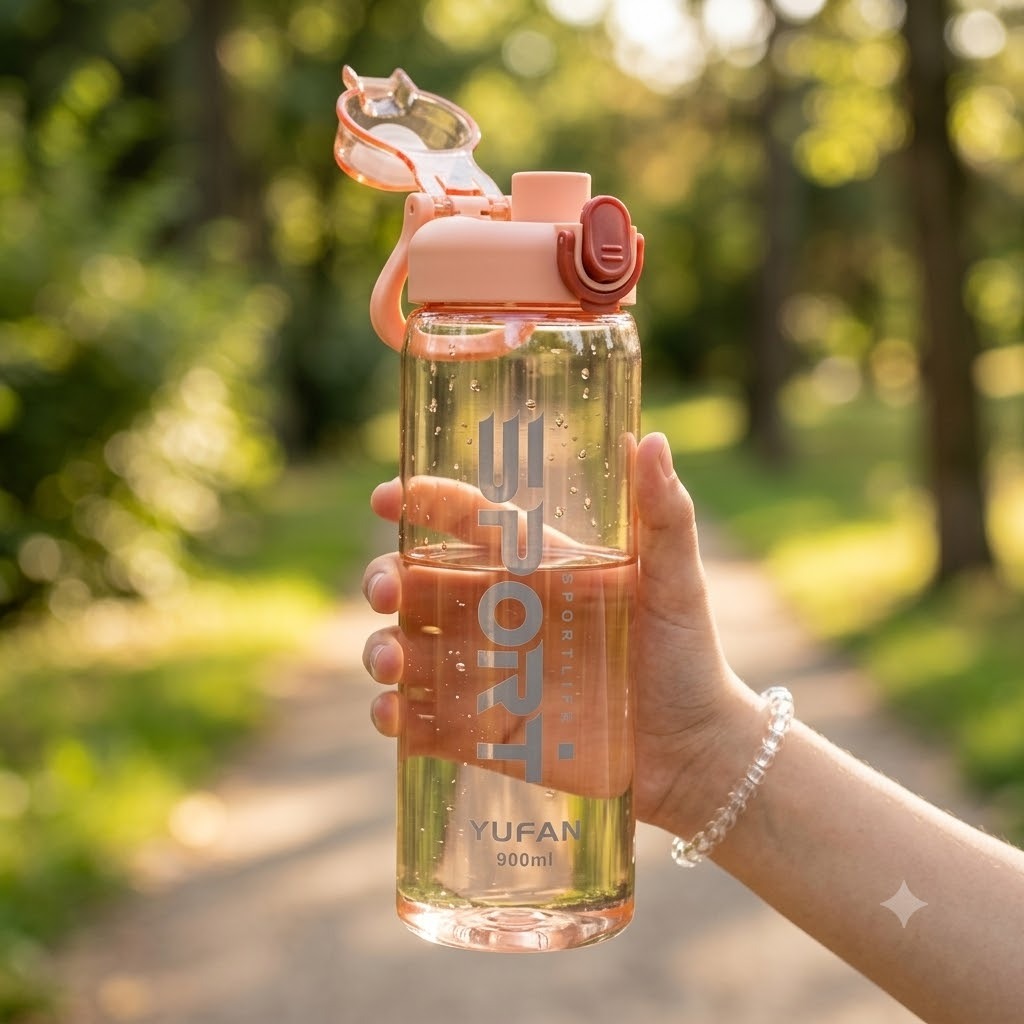 YUFAN 900ml Sports Water Bottle – Leak-Proof Gym Water Bottle with Carrying Handle image 3