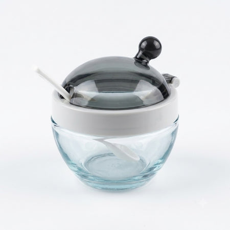 Premium Clear Glass Sugar Pot with Lid and Spoon – Stylish Coffee & Tea Station Essential image 3