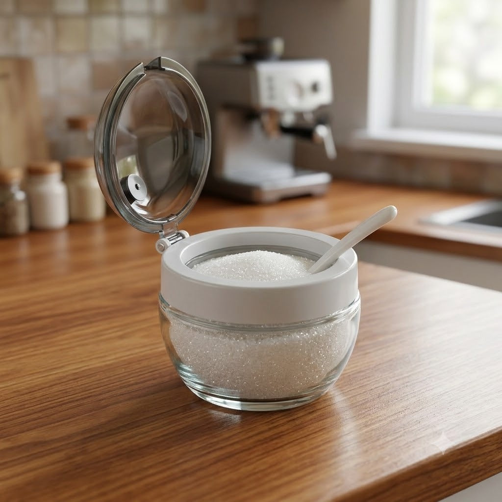 Premium Clear Glass Sugar Pot with Lid and Spoon – Stylish Coffee & Tea Station Essential image 4
