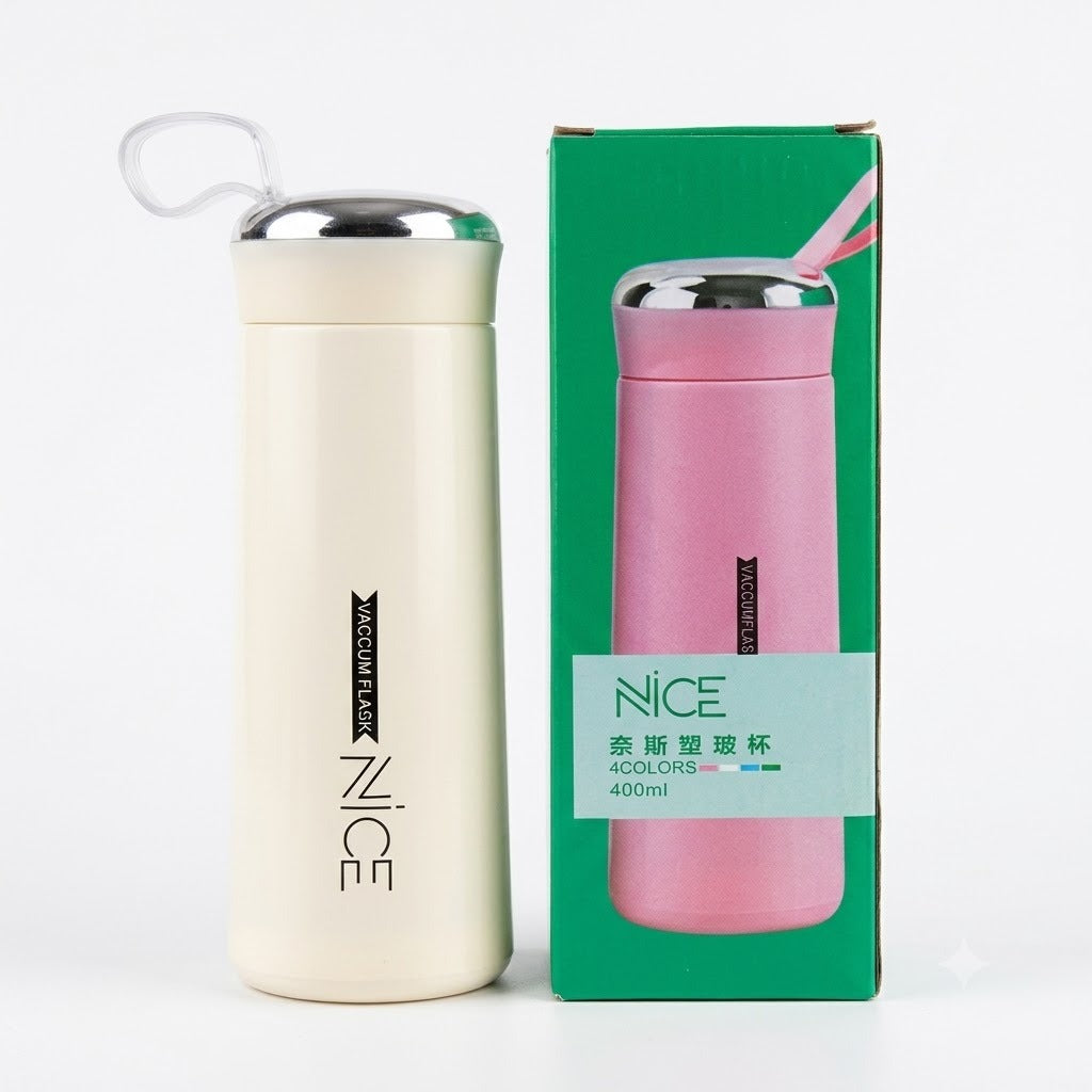 NICE 400ml Portable Vacuum Flask – Stylish Stainless Steel Insulated Water Bottle image 3