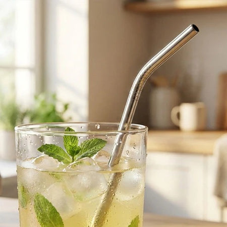 Eco-Friendly Reusable Stainless Steel Drinking Straw Set (4 Straws + 1 Cleaning Brush) image 3
