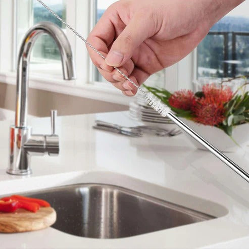 Eco-Friendly Reusable Stainless Steel Drinking Straw Set (4 Straws + 1 Cleaning Brush) image 5