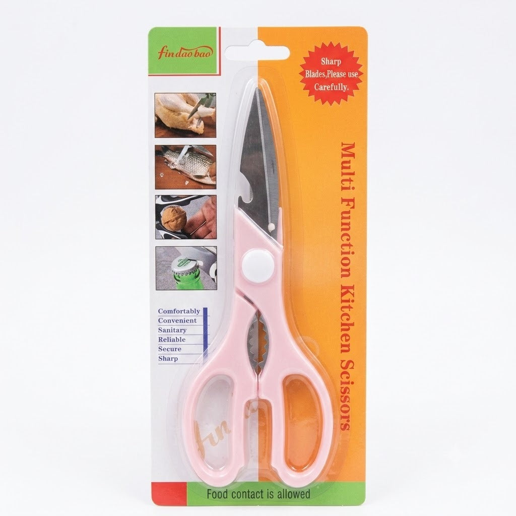 Multifunction Kitchen Scissors – Versatile Pink Shears with Nutcracker & Bottle Opener image 2