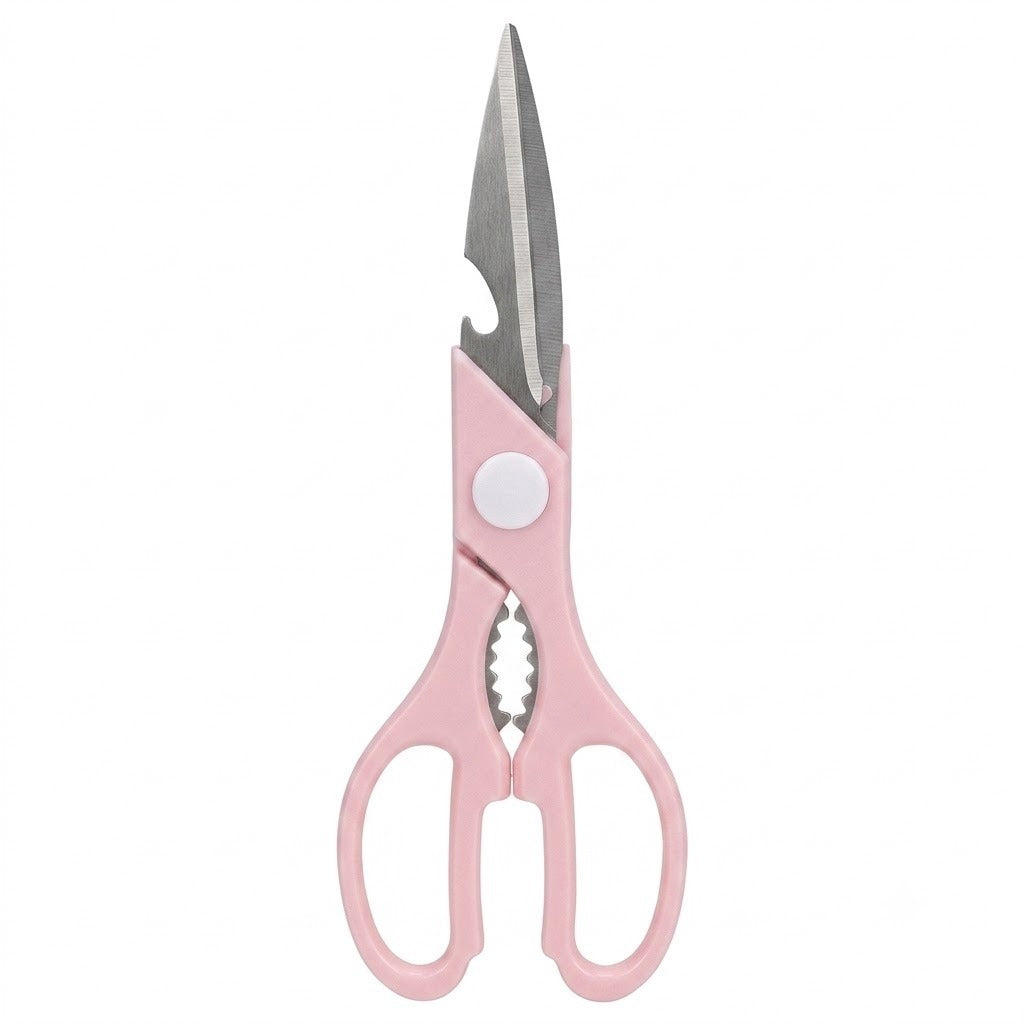 Multifunction Kitchen Scissors – Versatile Pink Shears with Nutcracker & Bottle Opener main image