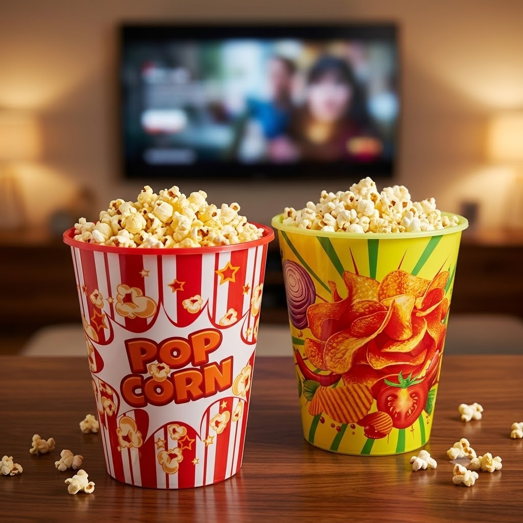 Decorative Popcorn & Snack Serving Buckets – Available in Large and Small Sizes image 2