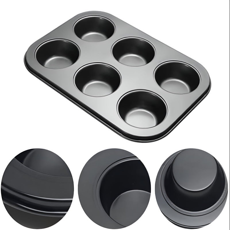 Professional Non-Stick 6-Cup Muffin Pan – Durable Carbon Steel Baking Tray for Cupcakes and Muffins main image