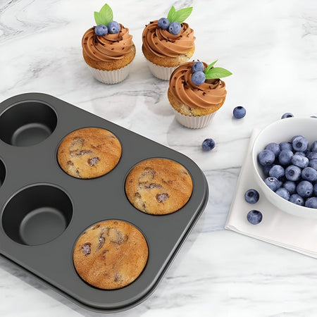 Professional Non-Stick 6-Cup Muffin Pan – Durable Carbon Steel Baking Tray for Cupcakes and Muffins image 2