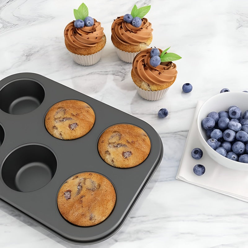 Professional Non-Stick 6-Cup Muffin Pan – Durable Carbon Steel Baking Tray for Cupcakes and Muffins image 2