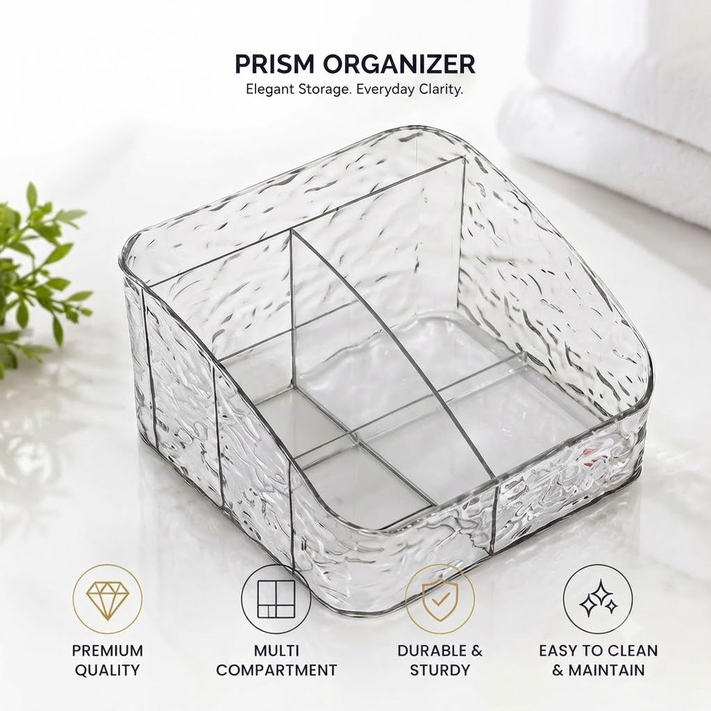 Elegant Multi-Compartment Clear Acrylic Makeup & Vanity Storage image 2