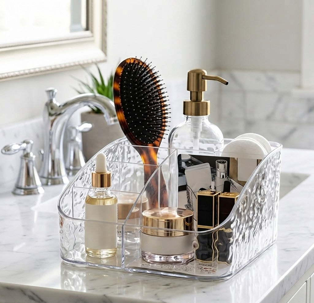 Elegant Multi-Compartment Clear Acrylic Makeup & Vanity Storage main image