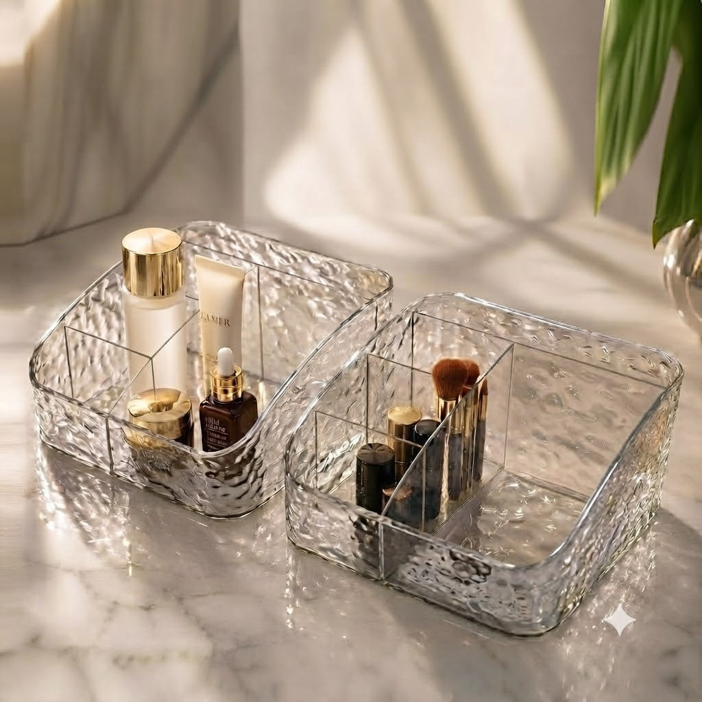 Elegant Multi-Compartment Clear Acrylic Makeup & Vanity Storage image 3
