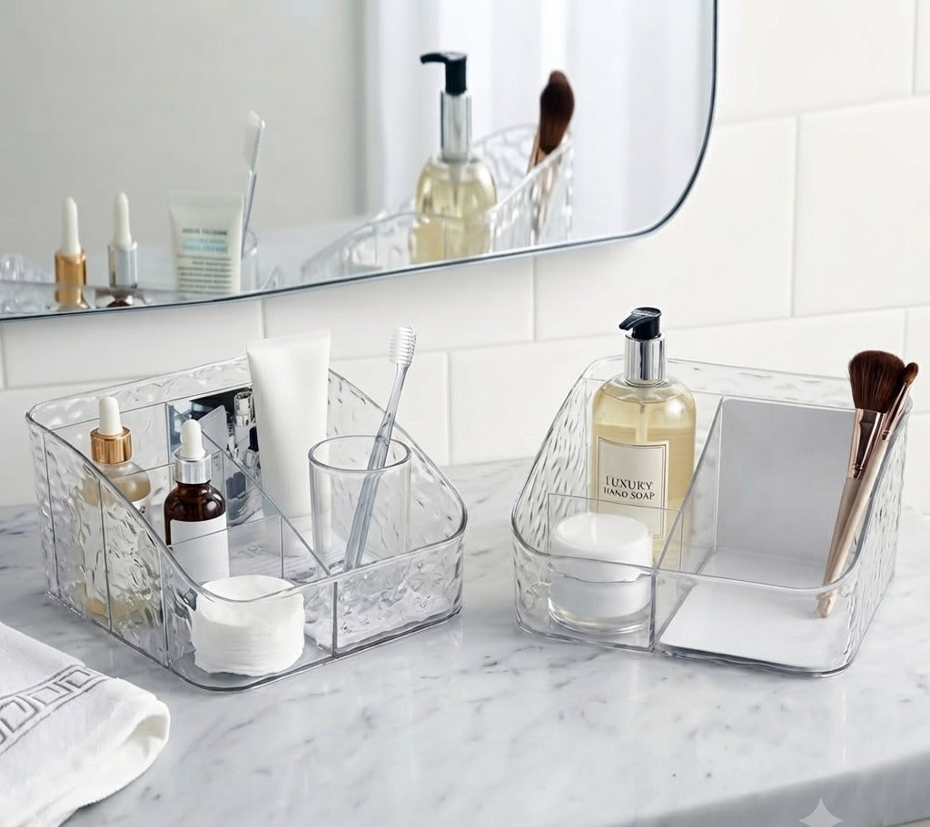 Elegant Multi-Compartment Clear Acrylic Makeup & Vanity Storage image 4