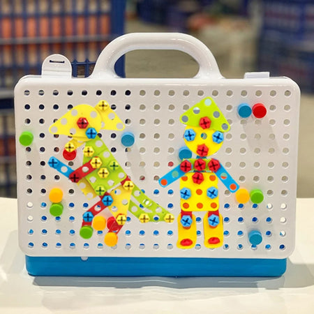 DIY Assembling Screw Blocks Toy Toolbox Electric Drill Screwdriver Assembled Toy Kit 249 Pcs
