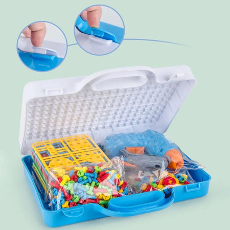 DIY Assembling Screw Blocks Toy Toolbox Electric Drill Screwdriver Assembled Toy Kit 249 Pcs