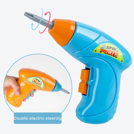 DIY Assembling Screw Blocks Toy Toolbox Electric Drill Screwdriver Assembled Toy Kit 249 Pcs