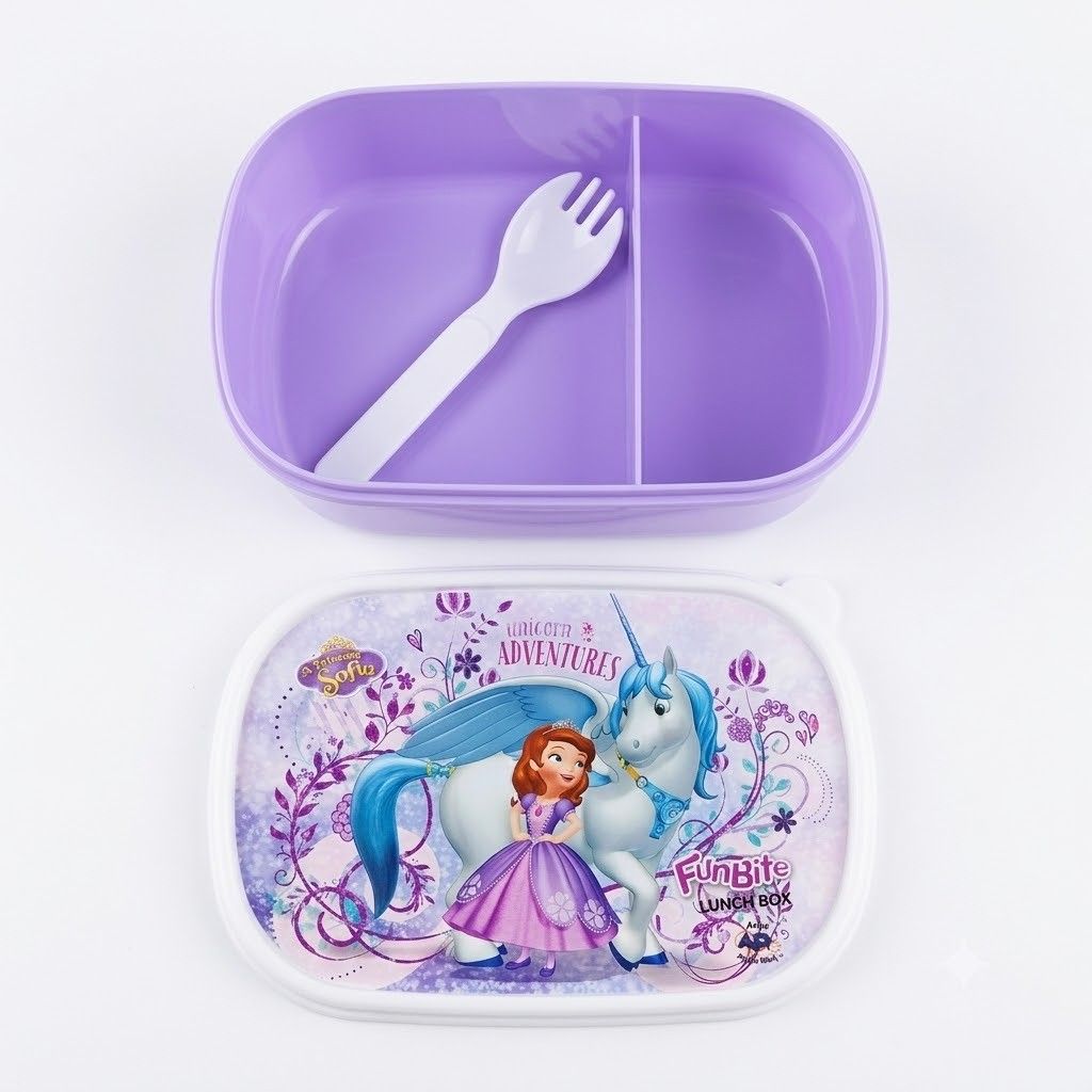 FunBite Divided Kids’ Lunch Box with Secure Lid & Utensil image 2