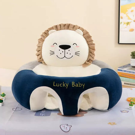 Cute Cartoon Animal Shaped Baby Learn to Sit Natural Color Lion