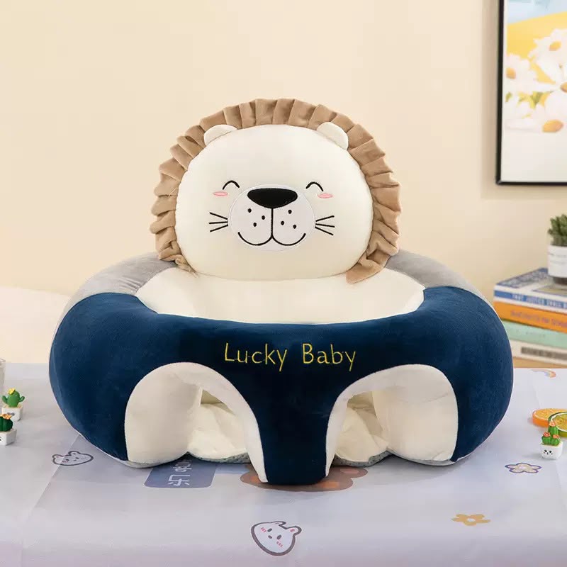 Cute Cartoon Animal Shaped Baby Learn to Sit Natural Color Lion