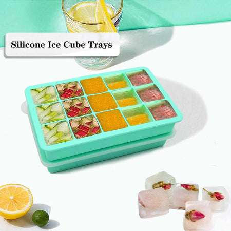 15-Hole Flexible Silicone Ice Cube Tray – Perfect for Infused Ice & Frozen Treats main image