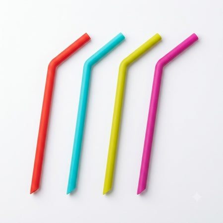 Premium Reusable Silicone Drinking Straws – BPA-Free, Flexible & Dishwasher Safe (Set of 4) main image
