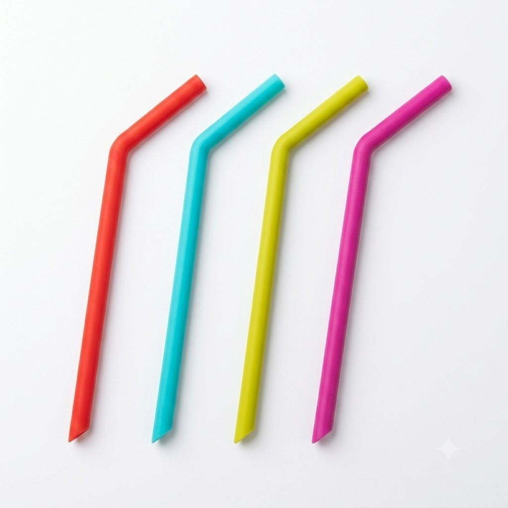 Premium Reusable Silicone Drinking Straws – BPA-Free, Flexible & Dishwasher Safe (Set of 4) main image