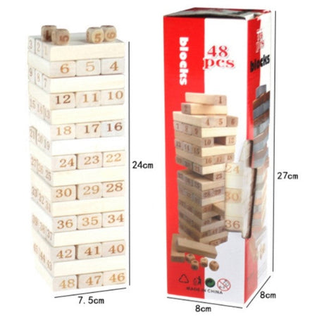 Wooden Stacking Tower (Jenga Blocks) – 54pcs/Pack