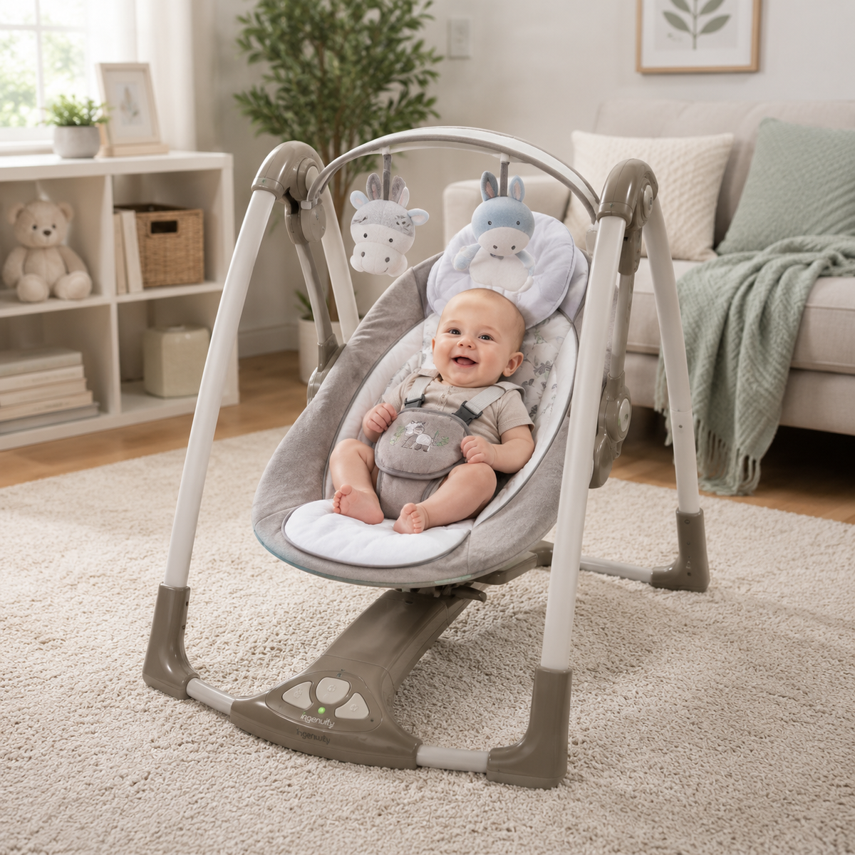 Ingenuity Convert Me Swing Seat Portable Baby Swing - Light Brown
