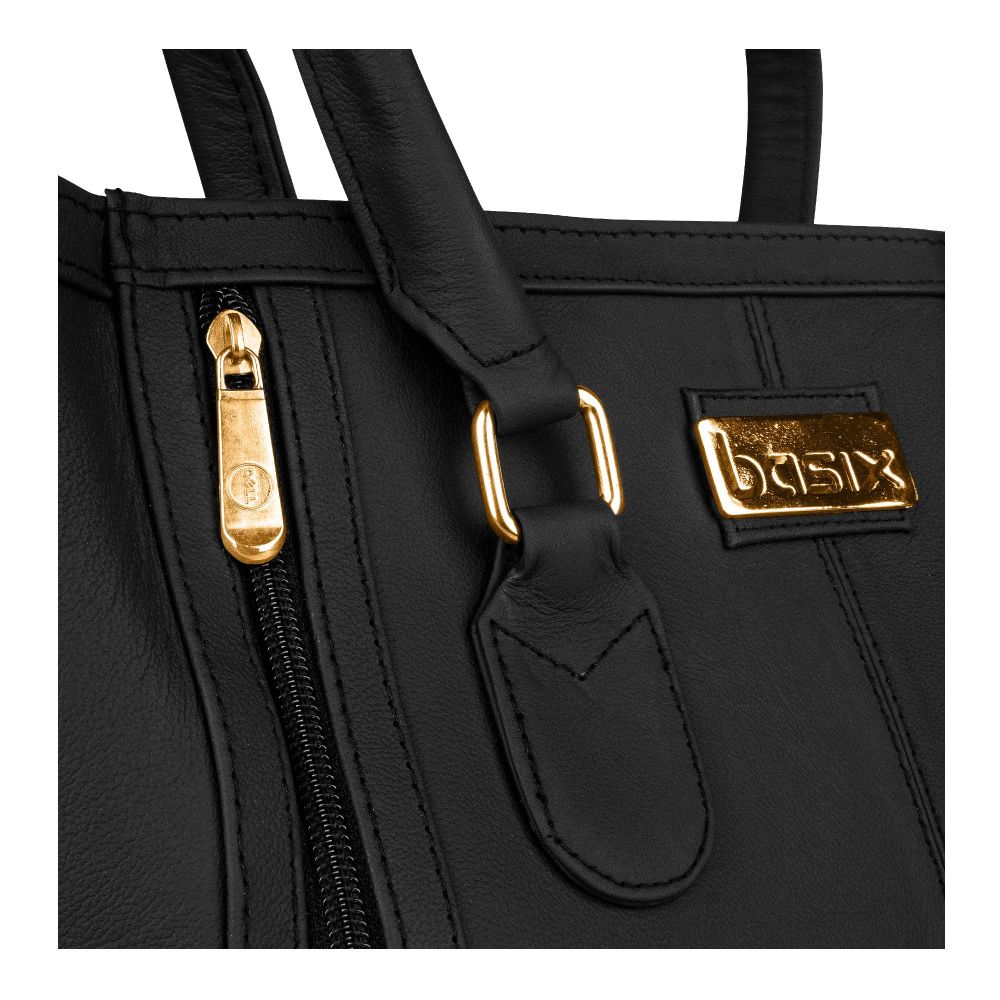 Basix Ladies Hand Bag, Black - Image 4