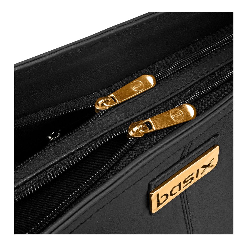 Basix Ladies Hand Bag, Black - Image 5