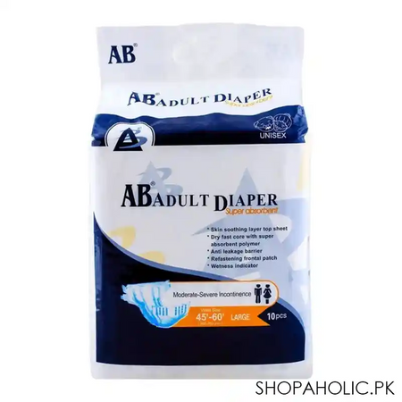 ab adult diaper, 45' 60' waist, large, 10 pack main image