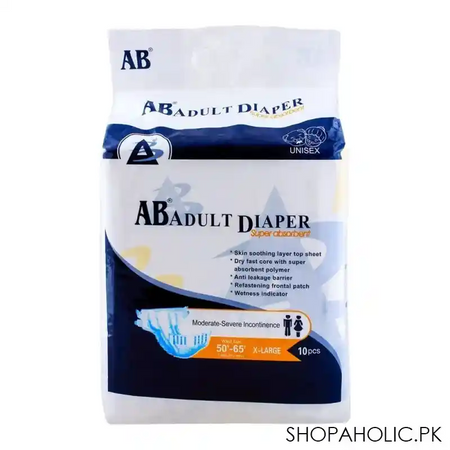 ab adult diaper, 50' 65' waist, x large, 10 pack main image