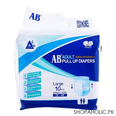 ab adult pull up diaper, 32 inches   48 inches, large size, 10 pack main image