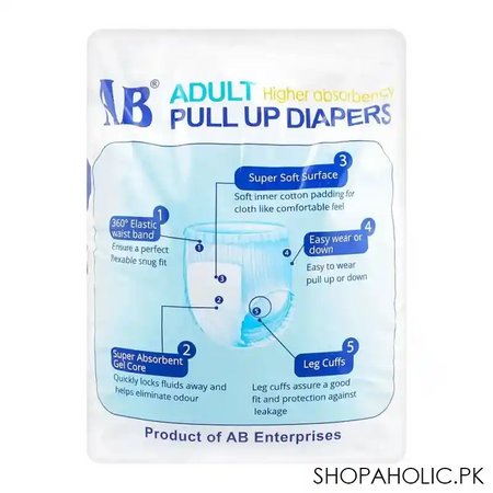 ab adult pull up diaper, 40 inches   60 inches, x large, 10 pack image2