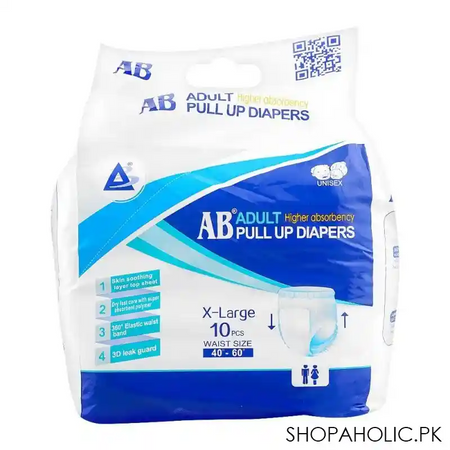 ab adult pull up diaper, 40 inches   60 inches, x large, 10 pack main image
