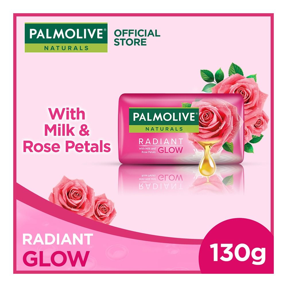 Palmolive Naturals Radiant Glow Soap, Milk + Rose Petals, 130g - Main Image