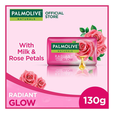 Palmolive Naturals Radiant Glow Soap, Milk + Rose Petals, 130g - Main Image