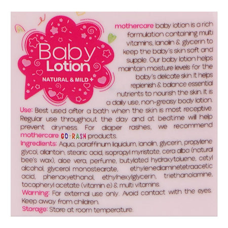 Mothercare Lanolin & Vitamin E Baby Lotion, Paraben & Sulphate Free, 200ml - Image 3