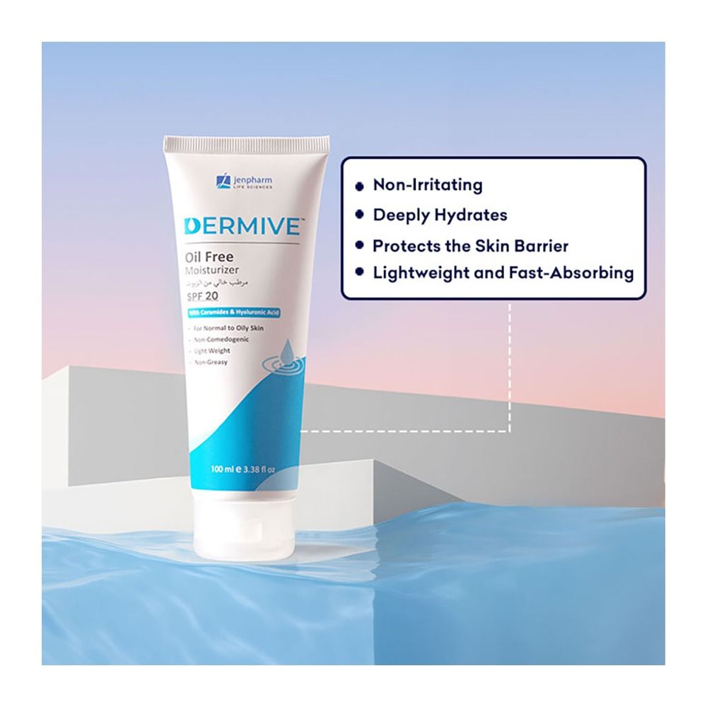 Dermive Oil Free Moisturizer, SPF-20, For All Skin Types, 100ml - Image 3