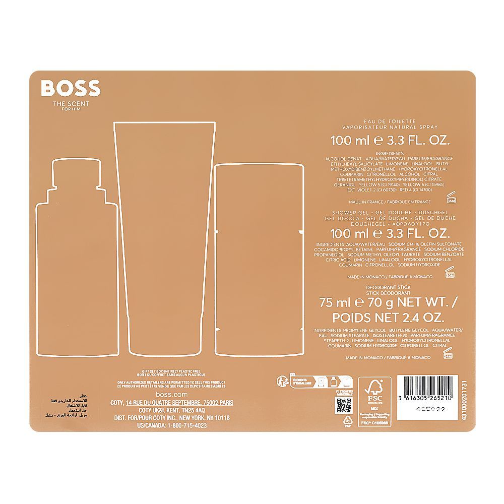 Hugo Boss The Scent Set For Him, Eau De Toilette 100ml + Shower Gel 100ml + Deodorant Stick 75ml - Image 3