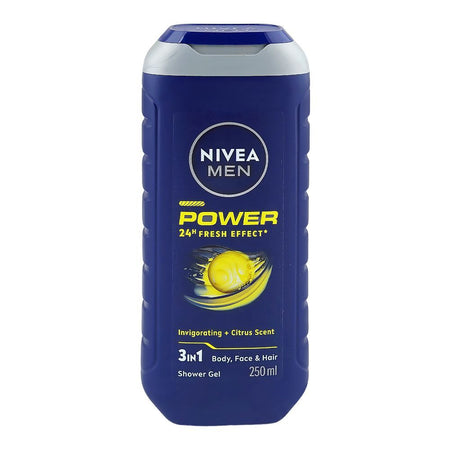 Nivea Men Power 24H Fresh Effect 3-In-1 Shower Gel, For Body, Face & Hair, 250ml - Main Image