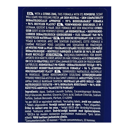 Nivea Men Power 24H Fresh Effect 3-In-1 Shower Gel, For Body, Face & Hair, 250ml - Image 3