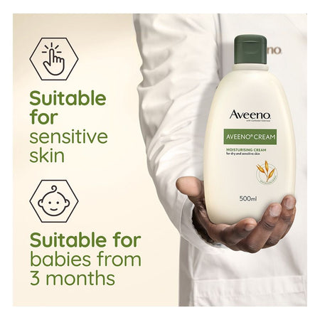Aveeno Moisturising Cream, With Active Colloidol Oatmeal, For Dry & Sensitive Skin, 500ml - Image 4